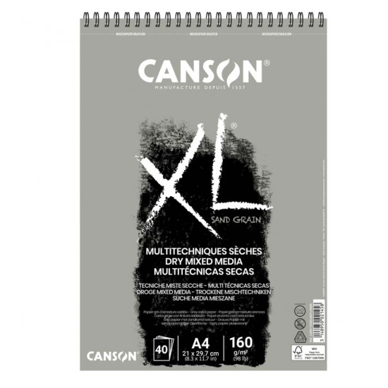 دفتر رسم A4 رمادي ساند جرين مكس ميديا XL سلك 160غم 40و CANSON